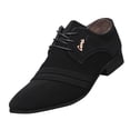 thumbnail image 1 of Xfvqtps Mens Dress Shoes British Style Wrinkle Design Suede Surface Pointy Toe Lace up Metal Soft Soled Breathable Comfortable Fashion Classic Formal Business Casual Frosted Leather Shoes Black, 1 of 1