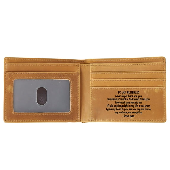 Xfvqtps Mens Engraved Wallet Bifold Slots Minimalist Card Holder Leather Coin Purse as Father'S Day Gift B