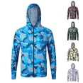 thumbnail image 1 of Xfvqtps Mens Fishing Hoodie Jacket Performance Zip up Long Sleeve Cooling Sun Protection Camouflage Breathable Lightweight Summer Thin Tops for Camping Hiking Cycling Running Green, 1 of 4