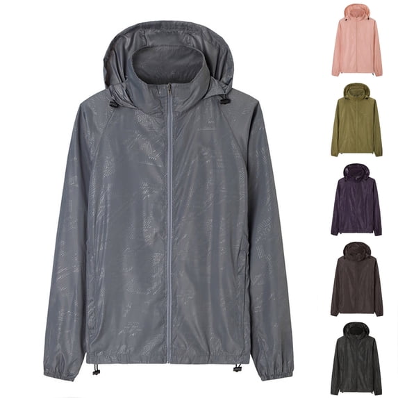 Xfvqtps Mens Hoodie Light Jacket Sun Protection Drawstring Zip up Long Sleeve Solid Color Dark Stripe Waterproof Lightweight Breathable Summer Top for Fishing Hiking Athletic Running Purple