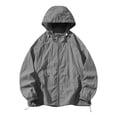 thumbnail image 1 of Xfvqtps Mens Light Jacket Cooling Sun Protection Hoodie Full Zip up with Drawstring Solid Color Long Sleeve Summer Coat for Fishing Hiking Athletic Running Dark Gray, 1 of 5