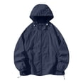thumbnail image 1 of Xfvqtps Mens Light Jacket Cooling Sun Protection Hoodie Full Zip up with Drawstring Solid Color Long Sleeve Summer Coat for Fishing Hiking Athletic Running Navy, 1 of 5