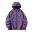 thumbnail image 1 of Xfvqtps Mens Light Jacket Cooling Sun Protection Hoodie Full Zip up with Drawstring Solid Color Long Sleeve Summer Coat for Fishing Hiking Athletic Running Purple, 1 of 5