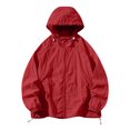 thumbnail image 1 of Xfvqtps Mens Light Jacket Cooling Sun Protection Hoodie Full Zip up with Drawstring Solid Color Long Sleeve Summer Coat for Fishing Hiking Athletic Running Red, 1 of 5