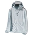 thumbnail image 1 of Xfvqtps Mens Light Jacket Cooling Sun Protection Hoodie Full Zip up Print Breathable Summer Shirt for Fishing Hiking Athletic Running Blue, 1 of 4