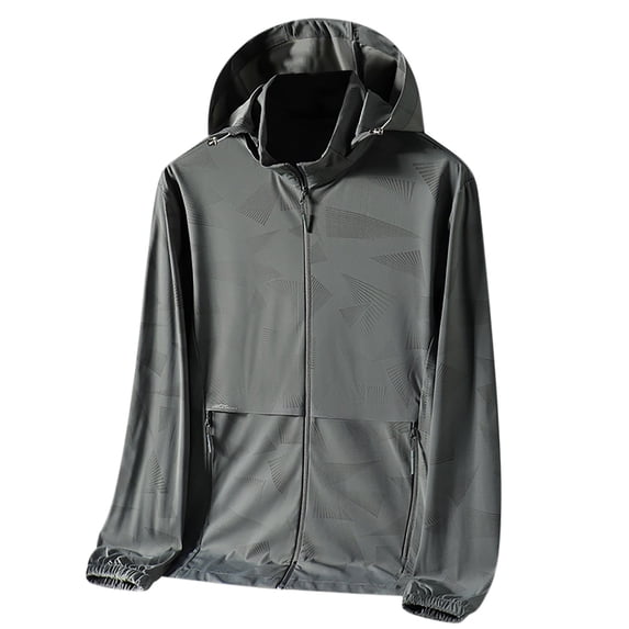 Xfvqtps Mens Light Jacket Cooling Sun Protection Hoodie Full Zip up Print Breathable Summer Shirt for Fishing Hiking Athletic Running Green