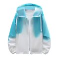thumbnail image 1 of Xfvqtps Mens Light Jacket Hoodie Full Zip up with Drawstring Sun Protection Gradient Long Sleeve Summer Coat for Fishing Hiking Athletic Running Green, 1 of 7