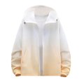 thumbnail image 1 of Xfvqtps Mens Light Jacket Hoodie Full Zip up with Drawstring Sun Protection Gradient Long Sleeve Summer Coat for Fishing Hiking Athletic Running Yellow, 1 of 6