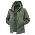 thumbnail image 1 of Xfvqtps Mens Light Jacket Hoodie Zipper Adjustable Drawstring Sun Protection Quick Dry Summer Coat for Fishing Hiking Athletic Running Army Green, 1 of 6
