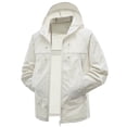 thumbnail image 1 of Xfvqtps Mens Light Jacket Hoodie Zipper Adjustable Drawstring Sun Protection Quick Dry Summer Coat for Fishing Hiking Athletic Running Beige, 1 of 6