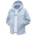 thumbnail image 1 of Xfvqtps Mens Light Jacket Hoodie Zipper Adjustable Drawstring Sun Protection Quick Dry Summer Coat for Fishing Hiking Athletic Running Blue, 1 of 6