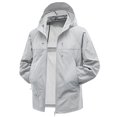 thumbnail image 1 of Xfvqtps Mens Light Jacket Hoodie Zipper Adjustable Drawstring Sun Protection Quick Dry Summer Coat for Fishing Hiking Athletic Running Gray, 1 of 6