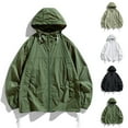 thumbnail image 1 of Xfvqtps Mens Light Jacket Sun Protection Hoodie Drawstring Long Sleeve Zip up Hidden Pocket Solid Color Fishing Hiking Athletic Running Lightweight Breathable Waterproof Summer Top Black, 1 of 7