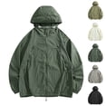 thumbnail image 1 of Xfvqtps Mens Light Jacket Sun Protection Hoodie Multiple Zippers Drawstring Long Sleeve Solid Color Fishing Hiking Athletic Running Lightweight Breathable Waterproof Summer Top Yellow, 1 of 8