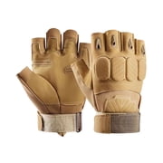 Xfvqtps Mens Motorcycle Fingerless Gloves Hook Adjustable Thickened Hard Knuckle Protection Outdoor Hiking Training Shooting Road Cycling Gloves Khaki