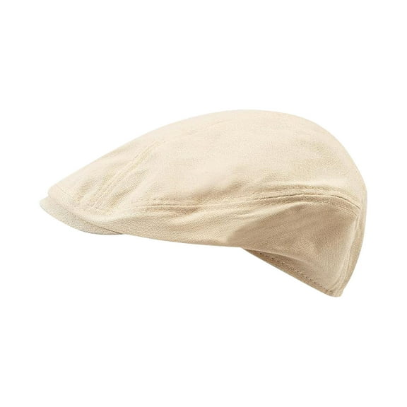 Xfvqtps Mens Newsboy Flat Cap Solid Color Simplicity Adjustable Ivy Gatsby Driving Flax Spring and Summer Beret Duckbill Hat Beige
