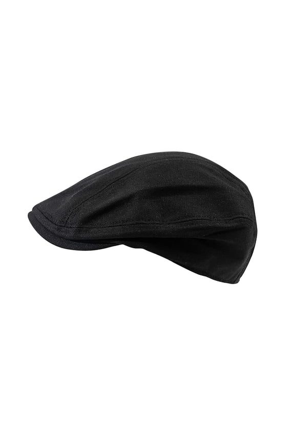 Mens Newsboy Flat Cap Solid Color Simplicity Adjustable Ivy Gatsby Driving Flax Spring and Summer Beret Duckbill Hat Black