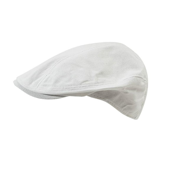 Xfvqtps Mens Newsboy Flat Cap Solid Color Simplicity Adjustable Ivy Gatsby Driving Flax Spring and Summer Beret Duckbill Hat White