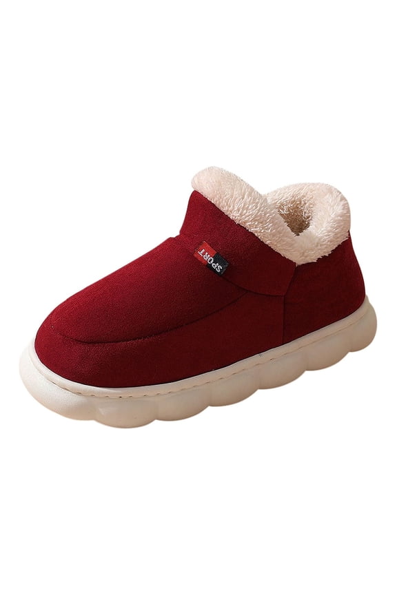 Mens Plush Shoes Simplicity Solid Color Thick Bottom Memory Foam Plush Fleece Line Non Slip Warm Winter Snow Boots Wrapped Heels Plush Interior Insulation Cotton Shoes