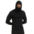 thumbnail image 1 of Xfvqtps Mens Pullover Tops with Face Neck Mask Hoodie Long Sleeves Cooling Sun Protection Solid Color Breathable Lightweight Summer Shirts Black, 1 of 8