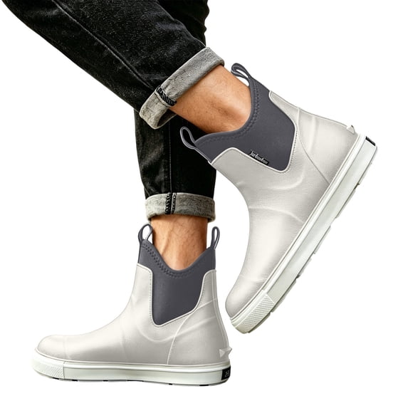 Xfvqtps Mens Rain Boots PVC Waterproof Ankle Garden Boots Thick Soled Non-Slip Deck Boots for Outdoor Fishing