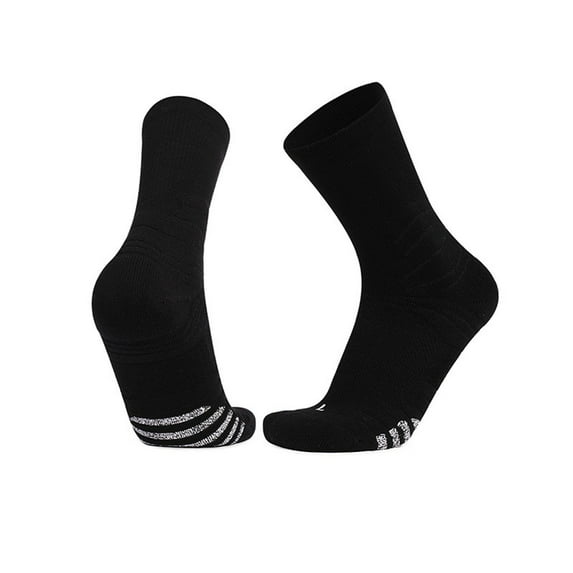 Xfvqtps Mens Running Socks Cushioned Absorb Sweat Bottom of Towel Long Tube Socks for Outdoor Cycling Running Sports Socks Black