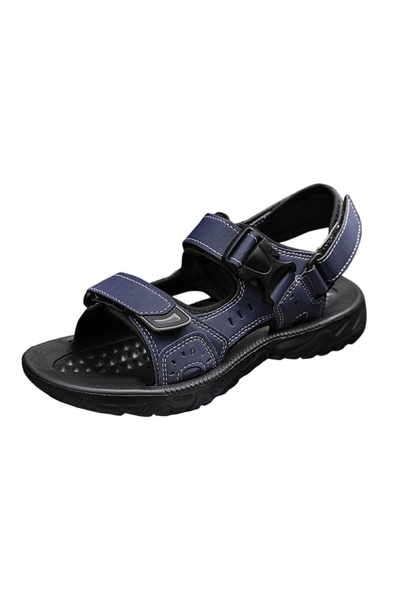 Mens Sandals Adjustable Hook and Loop Strap Open Toe Soft Sole Non-Slip Summer Comfortable Outdoor Beach Sandals for Walking