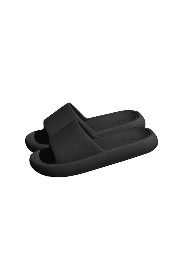 Mens Shower Shoes Lightweight Non Slip Thick Sole Solid Color Breathable EVA Slide Shower Slippers House Slipper for Bathroom Indoor Outdoor Black