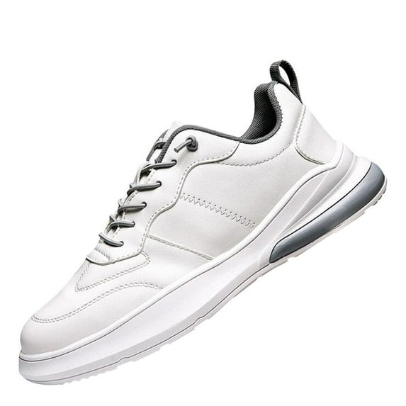 Xfvqtps Mens Sneakers Lace Up Lightweight Breathable Outdoor Running Walking PU Shoes Fashion Sports Shoes Casual Sneakers Cotton Shoes Gray