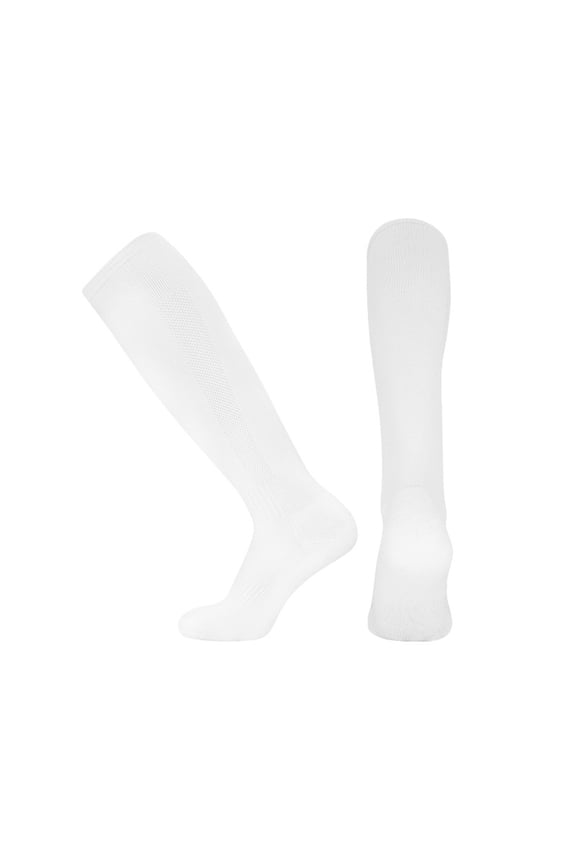 Mens Soccer Socks Knee High Solid Color Hollow out Sweat Absorption Non-Slip Bottom of Towel Comfortable Breathable Non Shedding Elastic Socks White