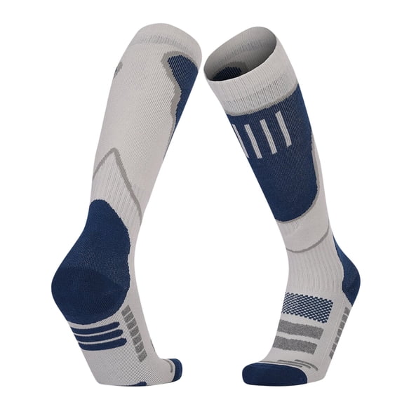 Xfvqtps Mens Socks Long Knee High Simplicity Thickened Outdoor Sports Climbing Sweat Absorbing Warm at the Bottom of the Towel Warm Skiing Socks White