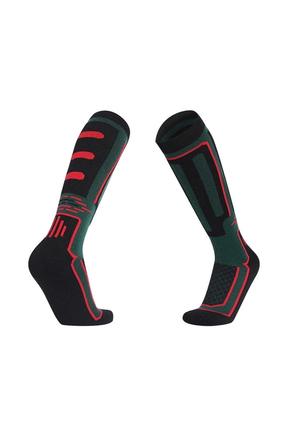 Mens Socks Long Knee High Thickened Simplicity Outdoor Sports Climbing Sweat Absorbing Warm at the Bottom of the Towel Warm Skiing Socks Green