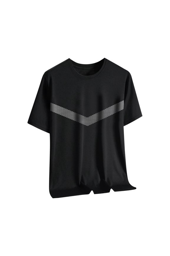 Mens Summer Breathable Ice Filament Sun Protection Clothing Outdoor Round Collar Short Sleeve Black