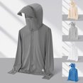 thumbnail image 1 of Xfvqtps Mens Sun Protection UPF50+ Light Jacket Hoodie with Wide Brim Zip up Long Sleeve with Thumb Hole Solid Color Fishing Hiking Athletic Running Lightweight Breathable Summer Top Blue, 1 of 8