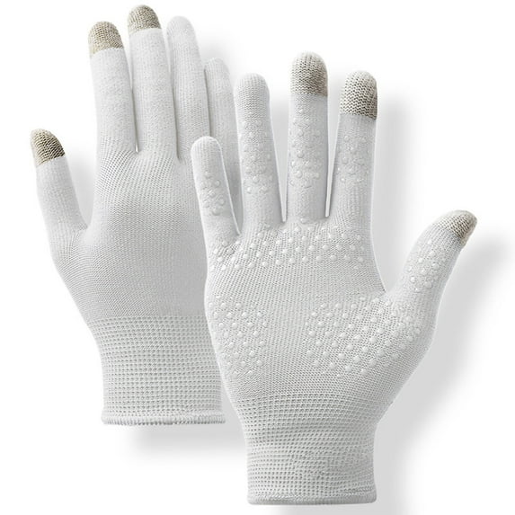 Xfvqtps Mens Touchscreen Gloves Knitted Solid Color Simplicity Stretched Non-Slip Thick Warm Thermal Outdoor Winter Gloves White