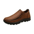 thumbnail image 1 of Xfvqtps Mens Walking Shoes Simplicity Hand Sewn Thread Slip on Breathable Comfortable Soft Sole Driving Outdoor Leather Shoes Brown, 1 of 7