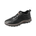 thumbnail image 1 of Xfvqtps Mens Waterproof Hiking Shoes Arch Support Breathable Fashion Outdoor PU Walking Shoes British Style Casual Shoes Low Heel Non Slip Wear Resistant Tooling Shoes Black, 1 of 5
