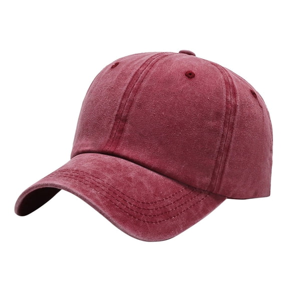 Xfvqtps Mens and Womens Baseball Cap Wash Color Retro Style Adjustable Size Breathable Sunscreen Sunshade Outdoor Sports Beach Summer Canvas Trucker Hat Wine