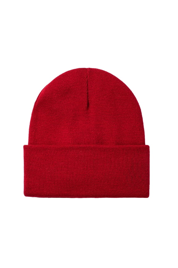 Mens and Womens Beanie Knit Cuffed Solid Color Simplicity Silk Lining Stretch Windproof Coldproof Warm Outdoor Fall Winter Soft Skull Cap Wine