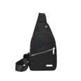 thumbnail image 1 of Xfvqtps Mens and Womens Chest Bag Large Capacity Adjustable Shoulder Strap Multi Compartment Multi-Purpose Fashion Lightweight Portable Commuting Crossbody Bag Black, 1 of 8