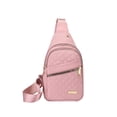 thumbnail image 1 of Xfvqtps Mens and Womens Chest Bag Large Capacity Adjustable Shoulder Strap Multi Compartment Multi-Purpose Fashion Lightweight Portable Commuting Crossbody Bag Pink, 1 of 8