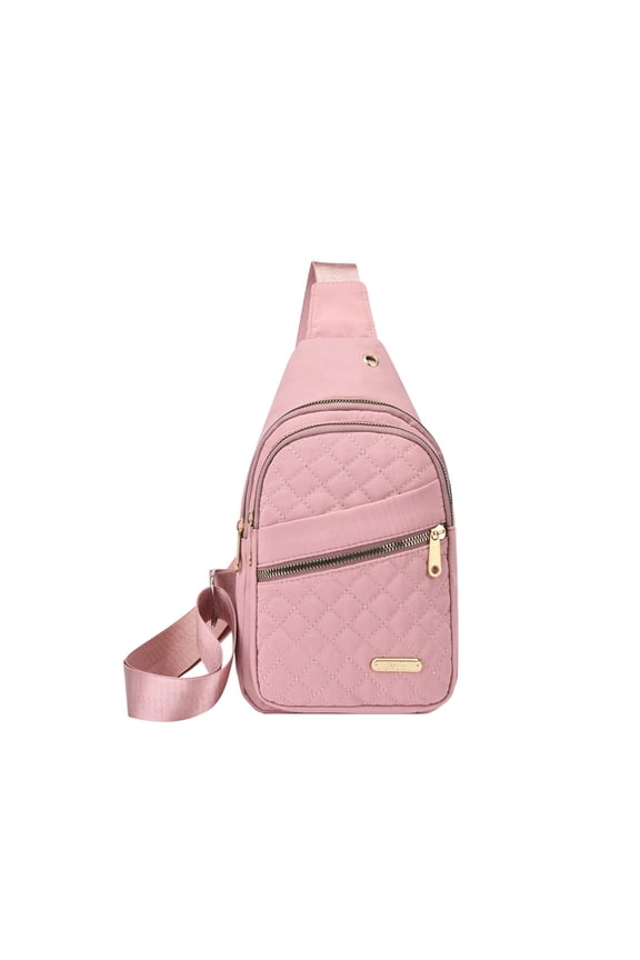 Mens and Womens Chest Bag Large Capacity Adjustable Shoulder Strap Multi Compartment Multi-Purpose Fashion Lightweight Portable Commuting Crossbody Bag Pink
