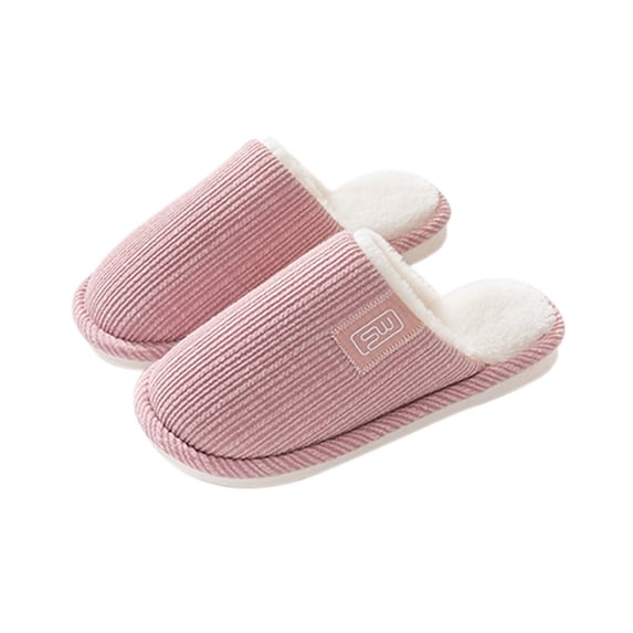 Xfvqtps Mens and Womens Cotton Slippers Flannel Lining Close Toe Solid Color Simplicity Thick Bottom Memory Foam Comfortable Non-Slip Warm Winter Home Slippers Pink