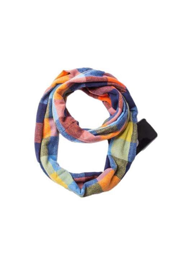 Mens and Womens Couple Infinity Scarf with Hidden Zipper Pocket Knitting Multicolor Plaid Thickened Warm Comfortable Soft Neck Scarf Multicolor