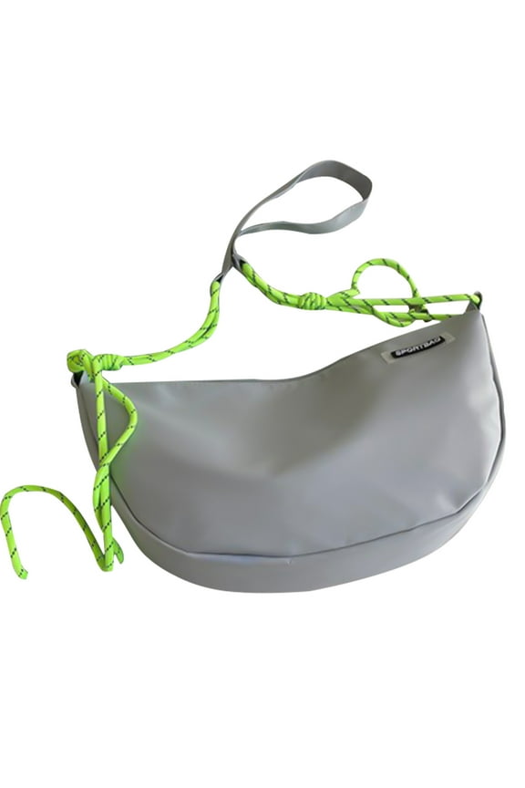 Mens and Womens Crossbody Bag Splicing Shoulder Straps Draw Rope Large Capacity Multipurpose Adjustable Shoulder Strap Fashion Lightweight Nylon Inclined Shoulder Bag Gray