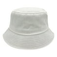 thumbnail image 1 of Xfvqtps Mens and Womens Fisherman Hat Sun Hat Wide Brim Corduroy Stripe Sun Protection Solid Color Simplicity Outdoor Travel Sunshade Fashion Versatile Fall Bucket Hat White, 1 of 2