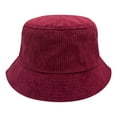 thumbnail image 1 of Xfvqtps Mens and Womens Fisherman Hat Sun Hat Wide Brim Corduroy Stripe Sun Protection Solid Color Simplicity Outdoor Travel Sunshade Fashion Versatile Fall Bucket Hat Wine, 1 of 2