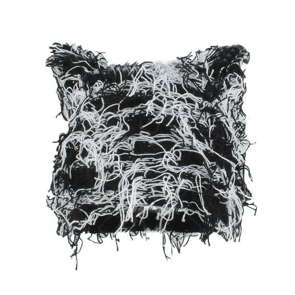 Xfvqtps Mens and Womens Knitted Beanie Ear Shaped Distressed Hip-Hop Line Funny Stretch Windproof Coldproof Warm Outdoor Thickened Soft Fall Winter Skull Cap White