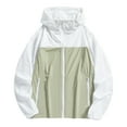 thumbnail image 1 of Xfvqtps Mens and Womens Light Jacket Hoodie Color Block Zipper Long Sleeves Waterproof Breathable Sun Protection Summer Shirts UV for Outdoor Hiking Green, 1 of 6
