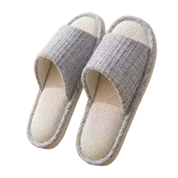 Xfvqtps Mens Womens Linen House Slippers Open Toe Slide Shoes Non Slip Indoor Casual Flat Comfy Couple Home Shoes
